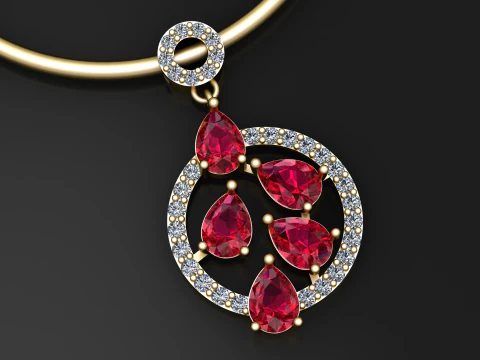 Pingente C&iacute;rculo Gota Rubi Modelo de Impressão 3D