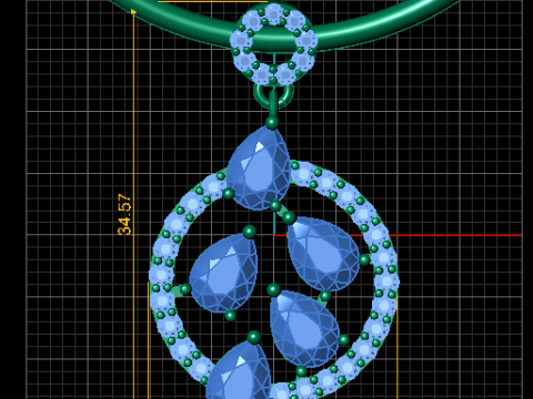 Ciondolo a forma di cerchio con goccia di rubino Modello di stampa 3D