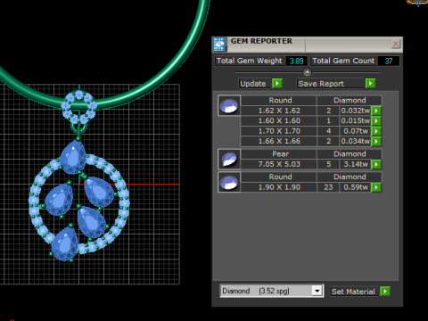 Ciondolo a forma di cerchio con goccia di rubino Modello di stampa 3D