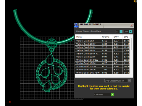 Ciondolo a forma di cerchio con goccia di rubino Modello di stampa 3D