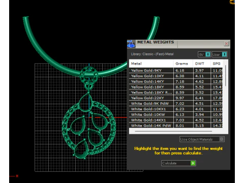 Ruby Drop Circle Pendant 3D Print Model