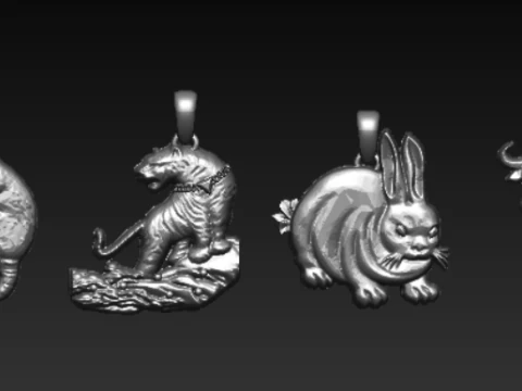 개 동반자 펜던트 컬렉션 3D 프린트 모델