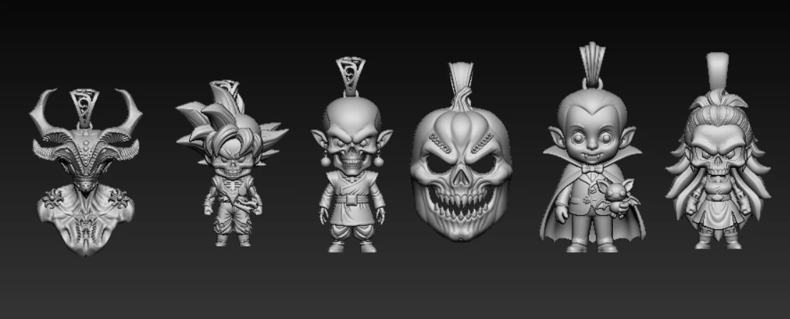 Demon Ram Skull Pendant Collection 3D Print Model .c4d .max .obj .3ds .fbx .stl .blend