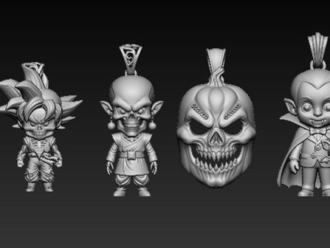 Collection de pendentifs crâne de bélier démon Modèles 3D en vedette