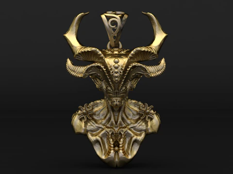 Demon Ram Skull Pendant Collection 3D Print Model
