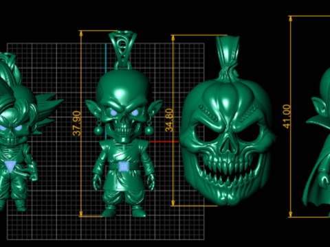 Collection de pendentifs crâne de bélier démon Modèles 3D en vedette