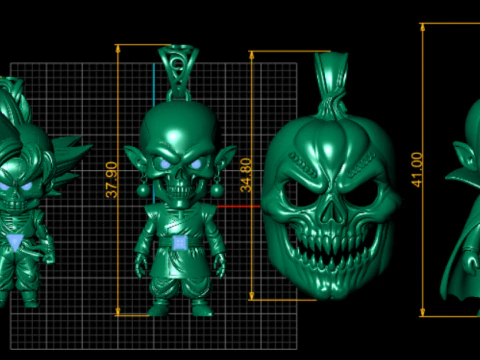 Demon Ram Skull Pendant Collection 3D Print Model