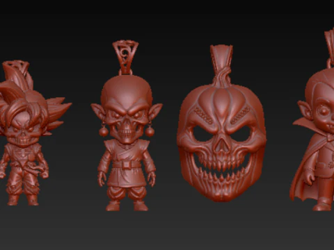 Demon Ram Skull Pendant Collection 3D Print Model