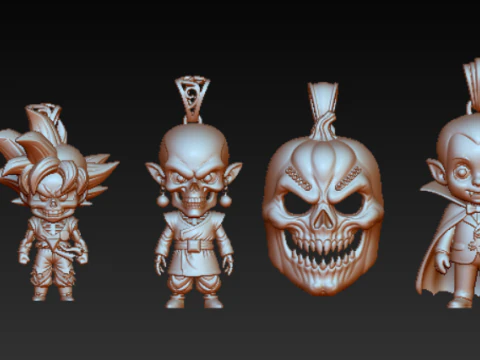 Demon Ram Skull Pendant Collection 3D Print Model