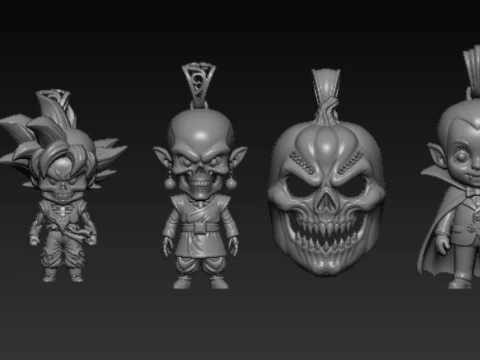 Demon Ram Skull Pendant Collection 3D Print Model