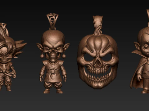 Demon Ram Skull Pendant Collection 3D Print Model