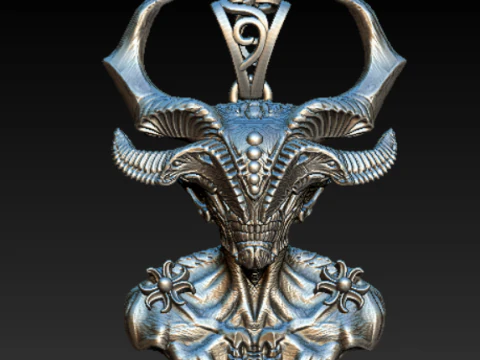 Demon Ram Skull Pendant Collection 3D Print Model