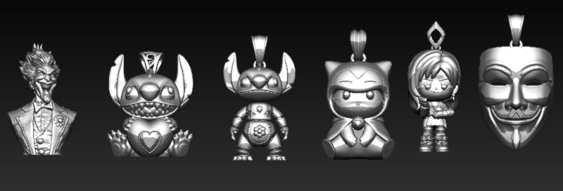 जोकर बस्ट पेंडेंट संग्रह 3D प्रिंट मॉडल .c4d .max .obj .3ds .fbx .stl .blend