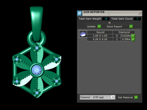 Coleção de pingentes de luxo Clover Diamond Modelo de Impressão 3D