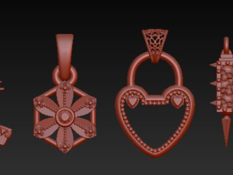 Coleção de pingentes de luxo Clover Diamond Modelo de Impressão 3D