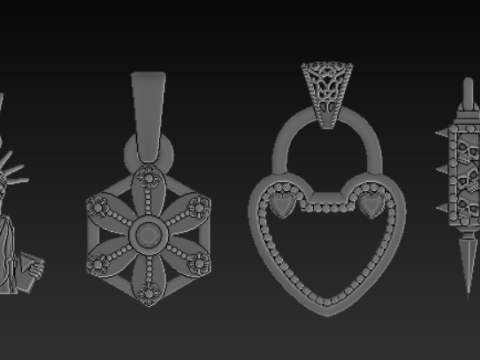 Coleção de pingentes de luxo Clover Diamond Modelo de Impressão 3D