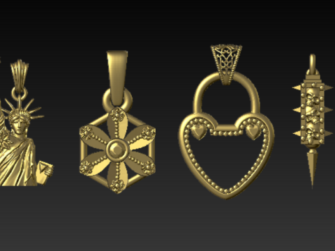 Coleção de pingentes de luxo Clover Diamond Modelo de Impressão 3D