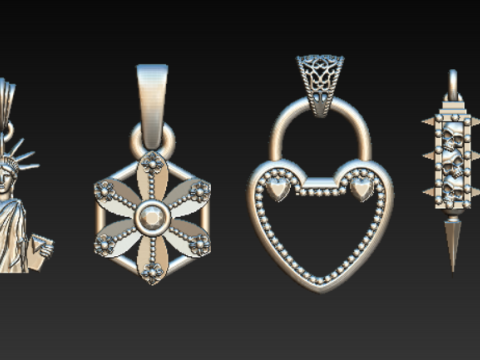 Coleção de pingentes de luxo Clover Diamond Modelo de Impressão 3D