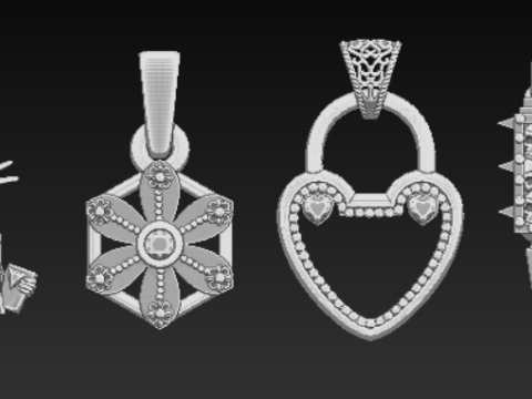 Coleção de pingentes de luxo Clover Diamond Modelo de Impressão 3D