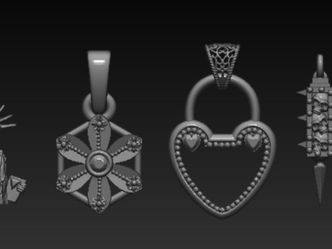 Coleção de pingentes de luxo Clover Diamond Modelo de Impressão 3D