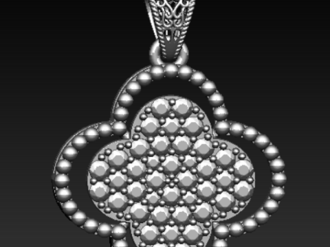 Coleção de pingentes de luxo Clover Diamond Modelo de Impressão 3D
