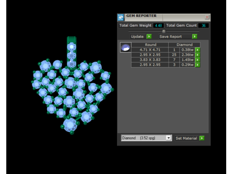 Coleção de pingente de coração com conjunto de diamantes Modelo de Impressão 3D