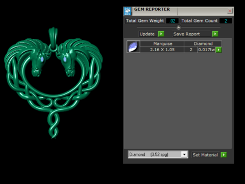 Coleção de pingente de coração com conjunto de diamantes Modelo de Impressão 3D