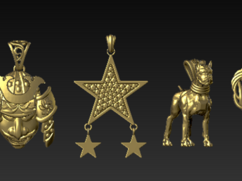 Coleção de pingente de coração com conjunto de diamantes Modelo de Impressão 3D