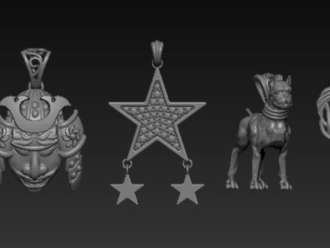 Coleção de pingente de coração com conjunto de diamantes Modelo de Impressão 3D