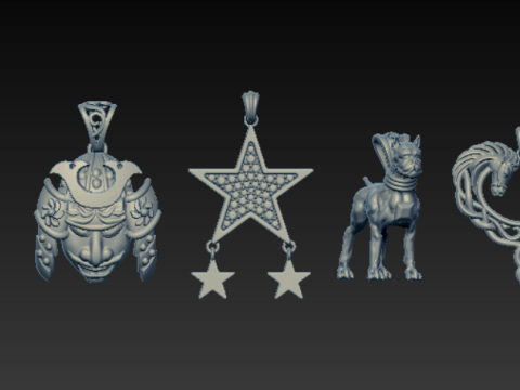 Coleção de pingente de coração com conjunto de diamantes Modelo de Impressão 3D