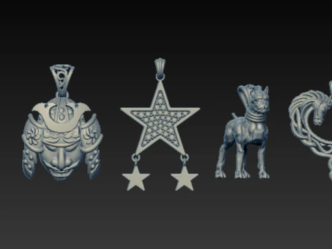 Diamond Cluster Heart Pendant Collection 3D Print Model