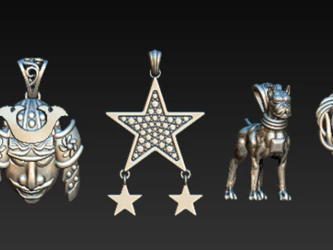 Diamond Cluster Heart Pendant Collection 3D Print Model