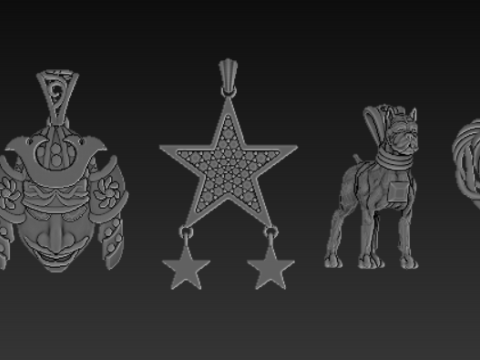 Coleção de pingente de coração com conjunto de diamantes Modelo de Impressão 3D