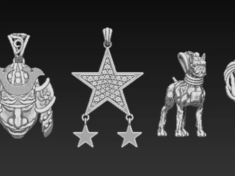 Diamond Cluster Heart Pendant Collection 3D Print Model