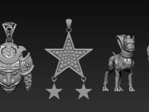 Diamond Cluster Heart Pendant Collection 3D Print Model
