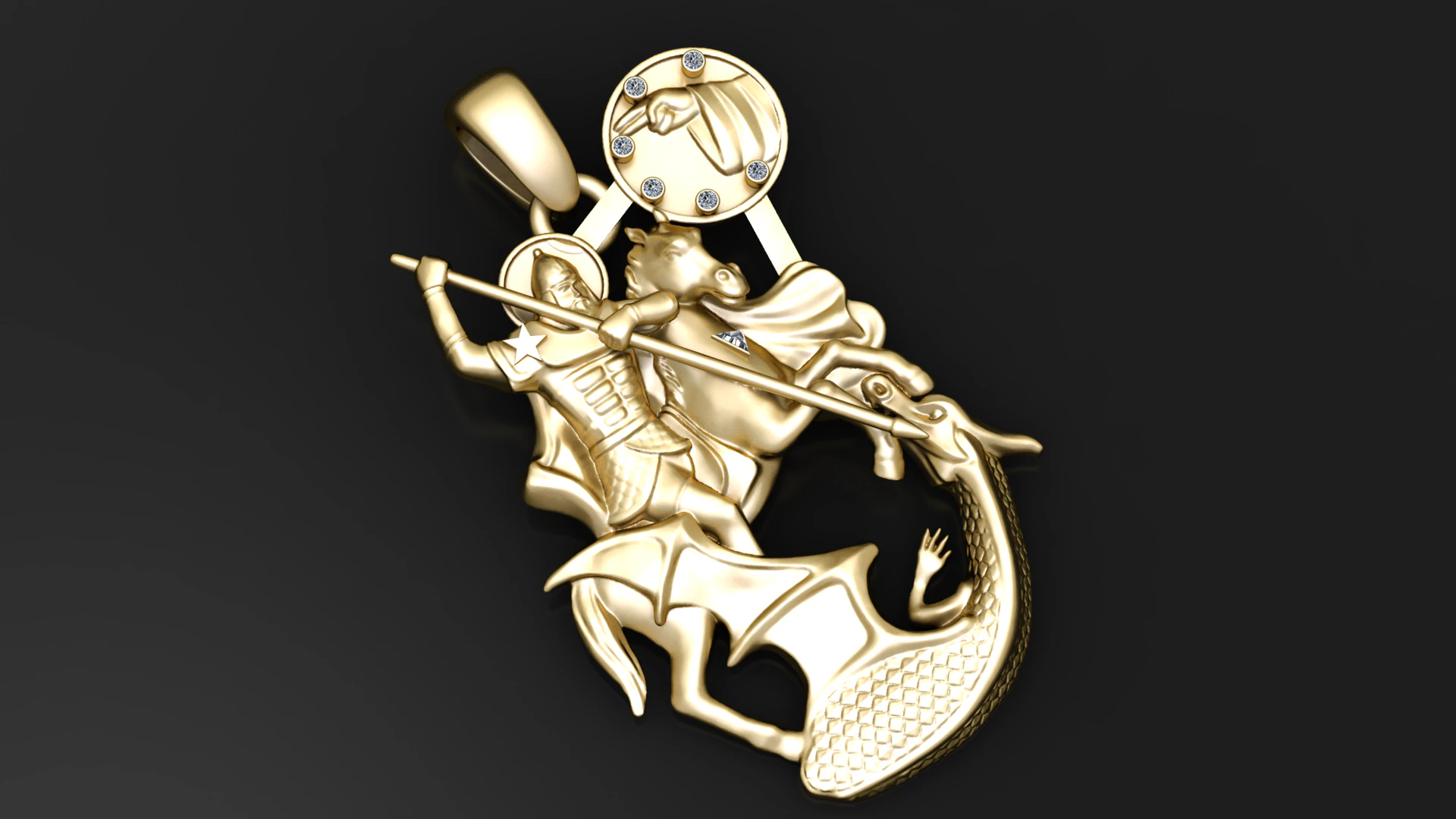 Saint George Heroic Medallion 3D Print Model .c4d .max .obj .3ds .fbx .stl .blend 