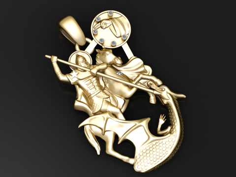 Saint George Heroic Medallion 3D Print Model