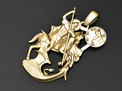 Saint George Heroic Medallion 3D Print Model