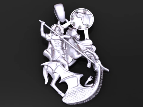 Saint George Heroic Medallion 3D Print Model