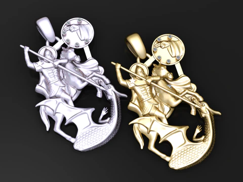 Saint George Heroic Medallion 3D Print Model