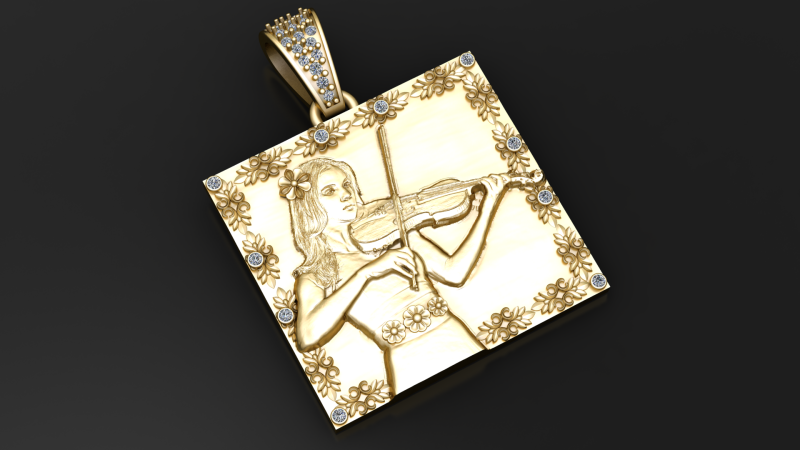Colgante de retrato de violinista Modelo de impresión 3D .c4d .max .obj .3ds .fbx .stl .blend 