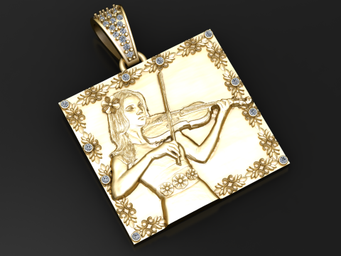 小提琴家肖像吊坠 3D 打印模型