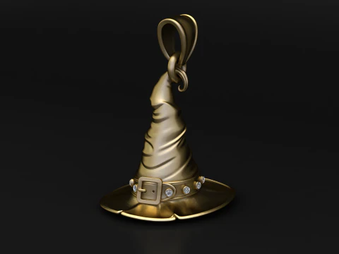魔法の魔法使いの帽子チャーム 3Dプリントモデル