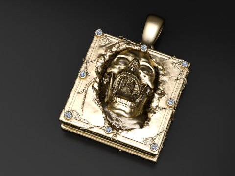 被诅咒的魔典头骨吊坠 3D 打印模型