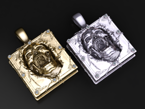 呪われたグリモワール スカル ペンダント 3Dプリントモデル