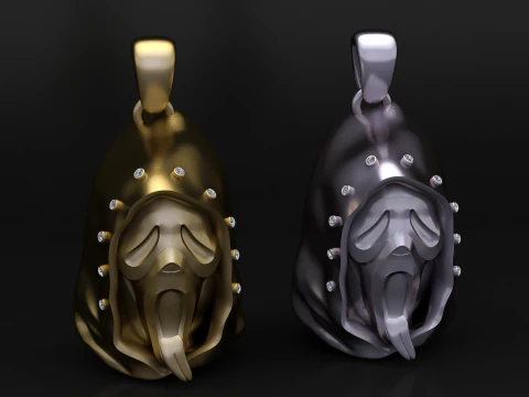Hooded Wraith Mask Pendant 3D Print Model
