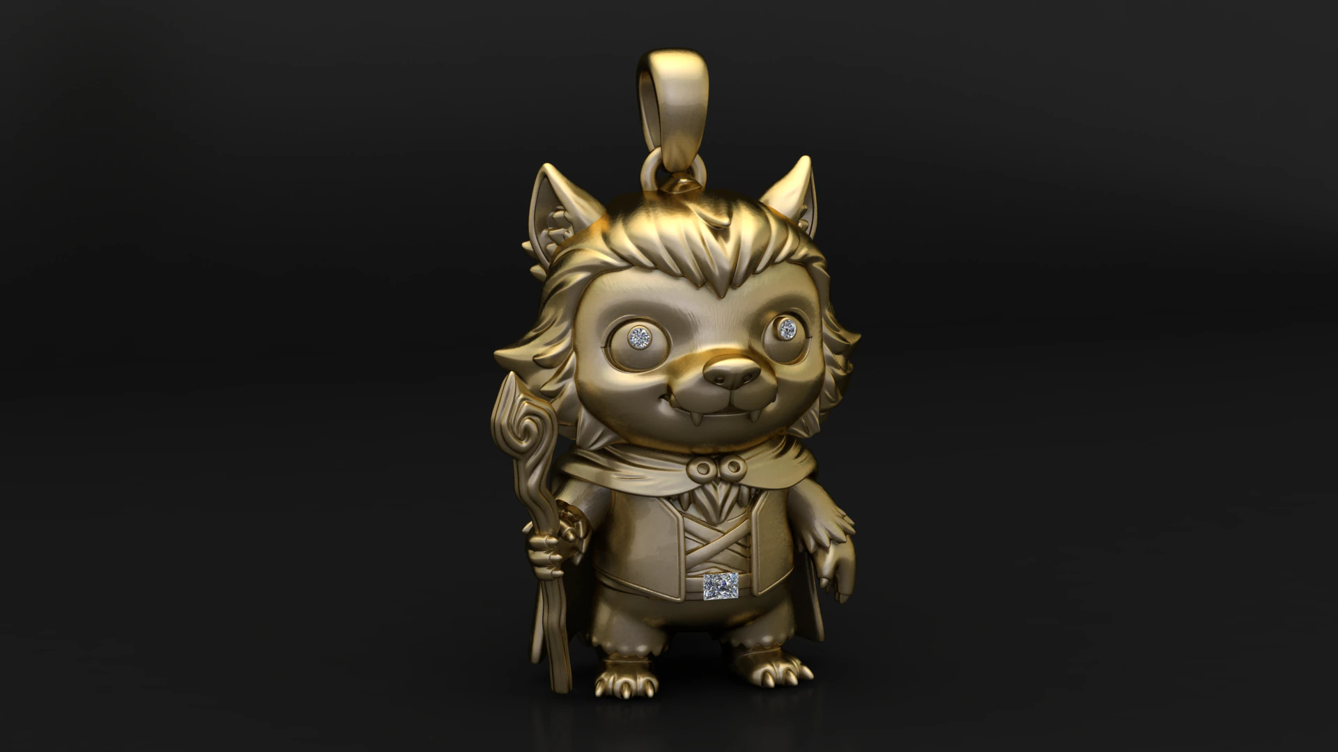 Wizard Wolf Guardian Pendant 3D Print Model .c4d .max .obj .3ds .fbx .stl .blend 