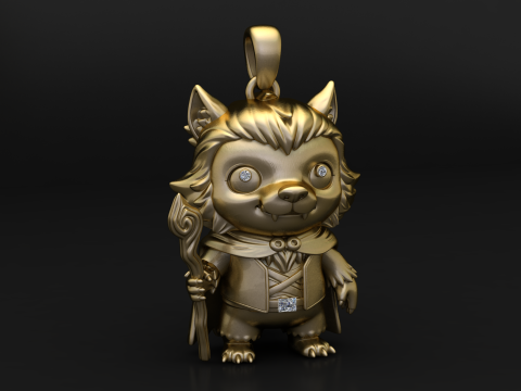 Zauberer-Wolf-Wächter-Anhänger 3D Druckmodell