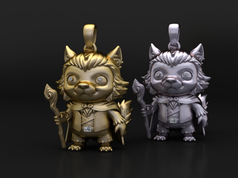 巫狼守护者吊坠 3D 打印模型