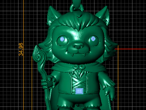Wizard Wolf Guardian Pendant 3D Print Model